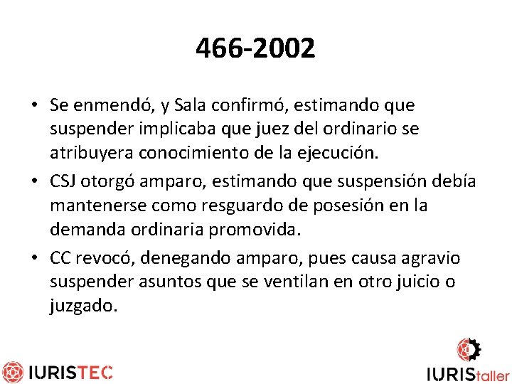 466 -2002 • Se enmendó, y Sala confirmó, estimando que suspender implicaba que juez