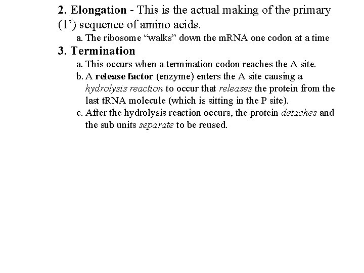 2. Elongation - This is the actual making of the primary (1’) sequence of