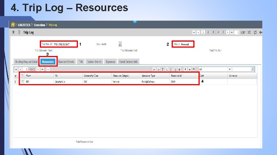 4. Trip Log – Resources 1 2 3 4 