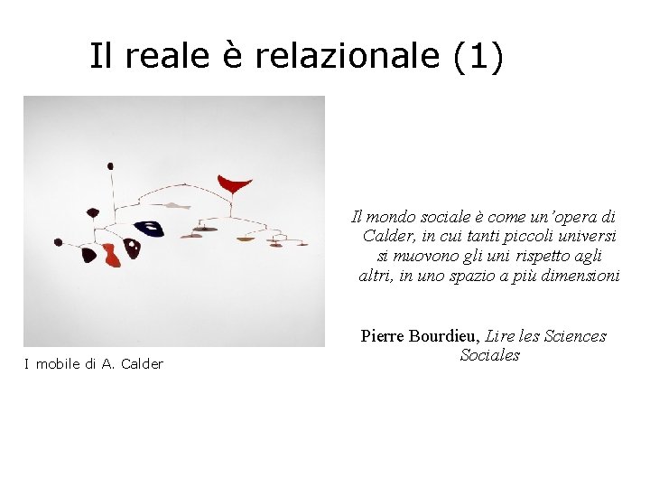 Il reale è relazionale (1) Il mondo sociale è come un’opera di Calder, in