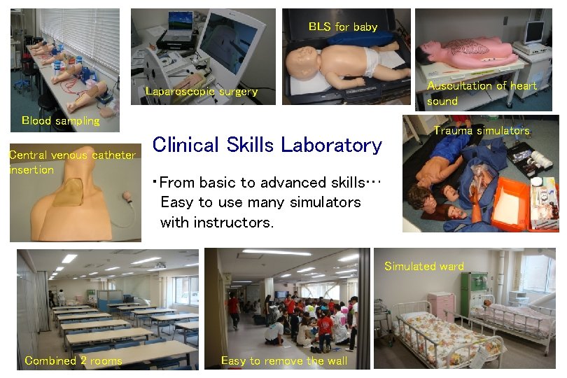 BLS for baby Laparoscopic surgery Blood sampling Central venous catheter insertion Clinical Skills Laboratory