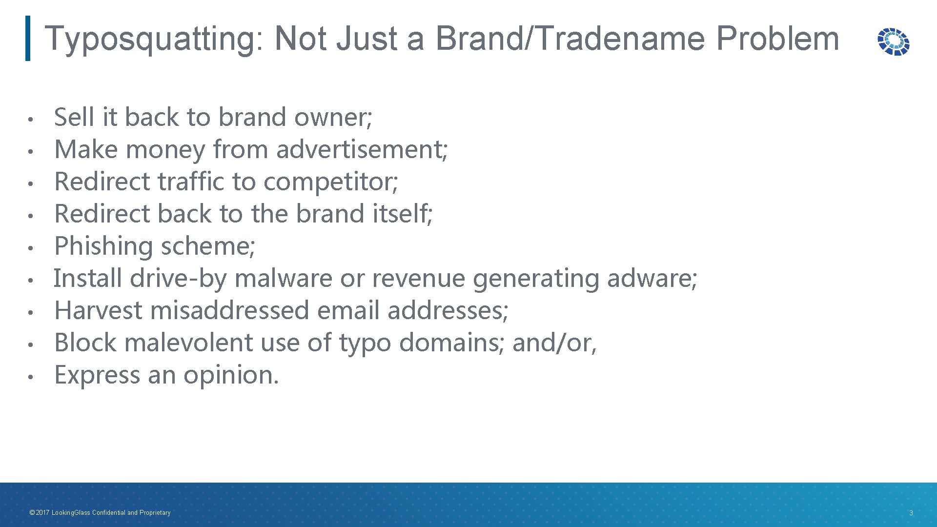 Typosquatting: Not Just a Brand/Tradename Problem • • • Sell it back to brand