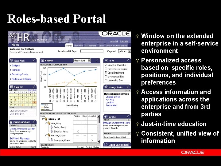 Roles-based Portal Ÿ Window on the extended enterprise in a self-service environment Ÿ Personalized