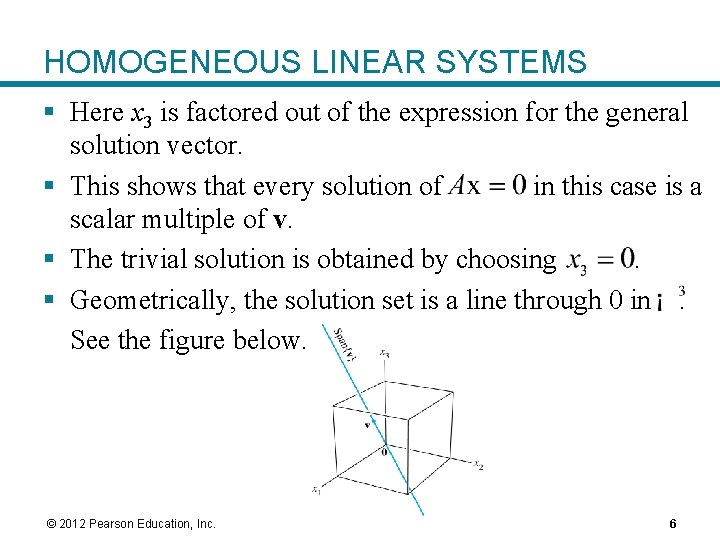 HOMOGENEOUS LINEAR SYSTEMS § Here x 3 is factored out of the expression for
