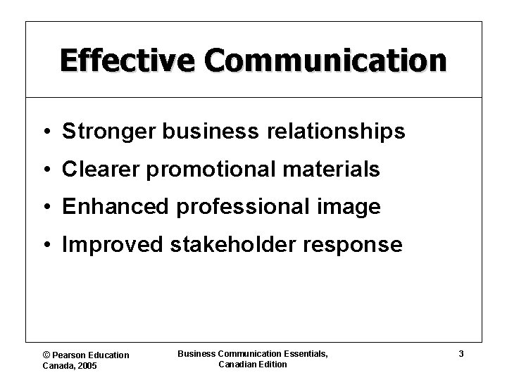 Effective Communication • Stronger business relationships • Clearer promotional materials • Enhanced professional image