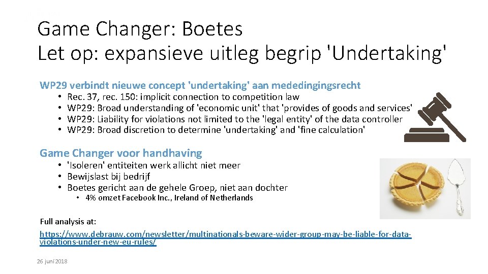 Game Changer: Boetes Let op: expansieve uitleg begrip 'Undertaking' WP 29 verbindt nieuwe concept