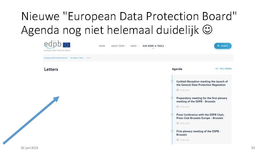 Nieuwe "European Data Protection Board" Agenda nog niet helemaal duidelijk 26 juni 2018 52