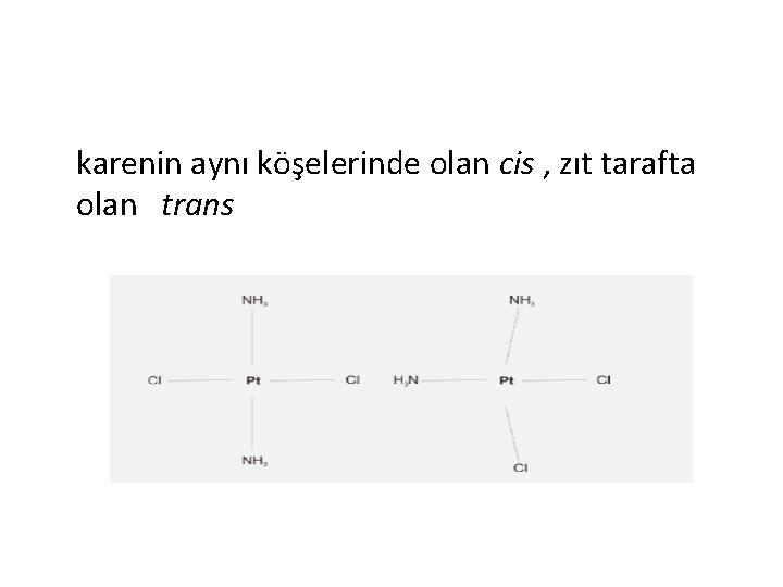 karenin aynı köşelerinde olan cis , zıt tarafta olan trans 