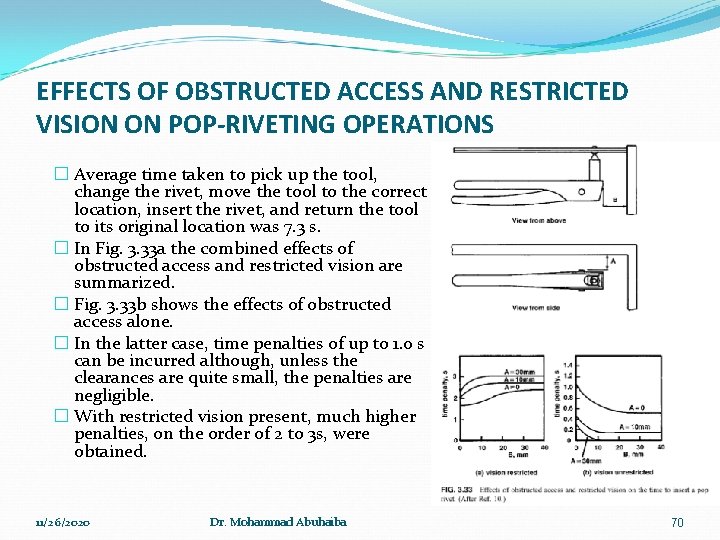 EFFECTS OF OBSTRUCTED ACCESS AND RESTRICTED VISION ON POP-RIVETING OPERATIONS � Average time taken