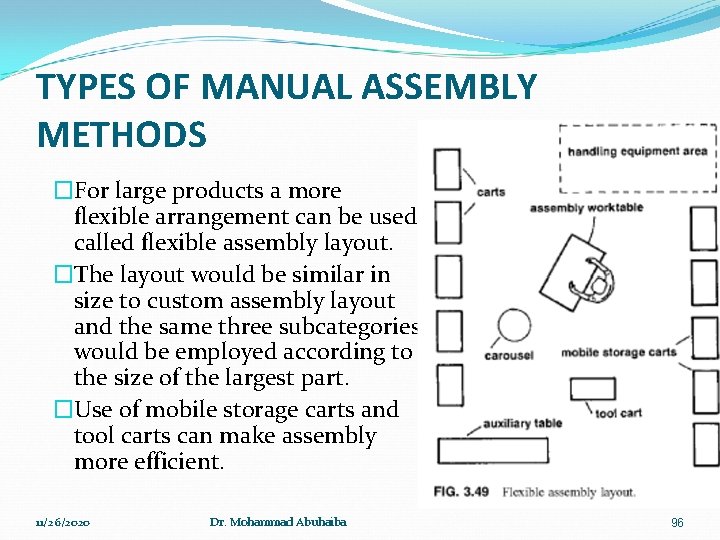 TYPES OF MANUAL ASSEMBLY METHODS �For large products a more flexible arrangement can be