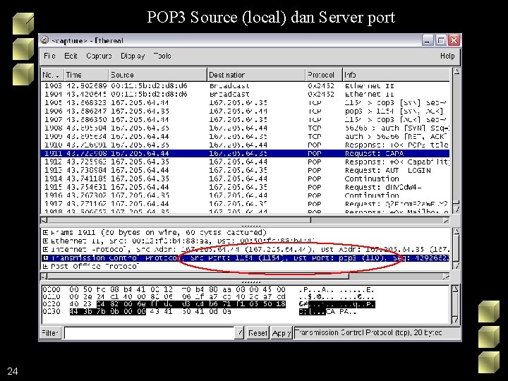 POP 3 Source (local) dan Server port 24 