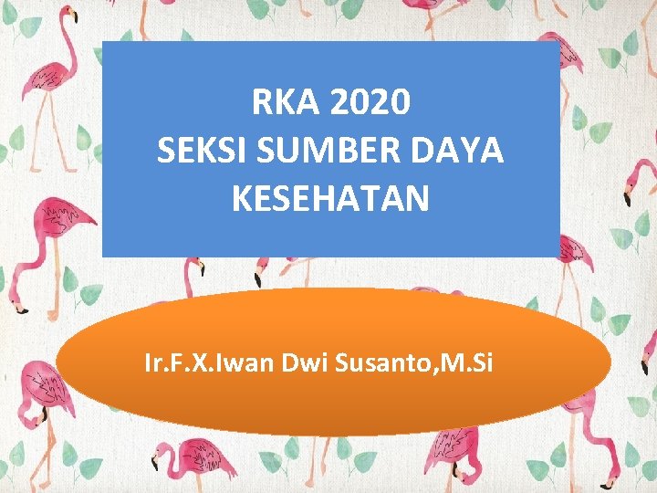 RKA 2020 SEKSI SUMBER DAYA KESEHATAN Ir. F. X. Iwan Dwi Susanto, M. Si