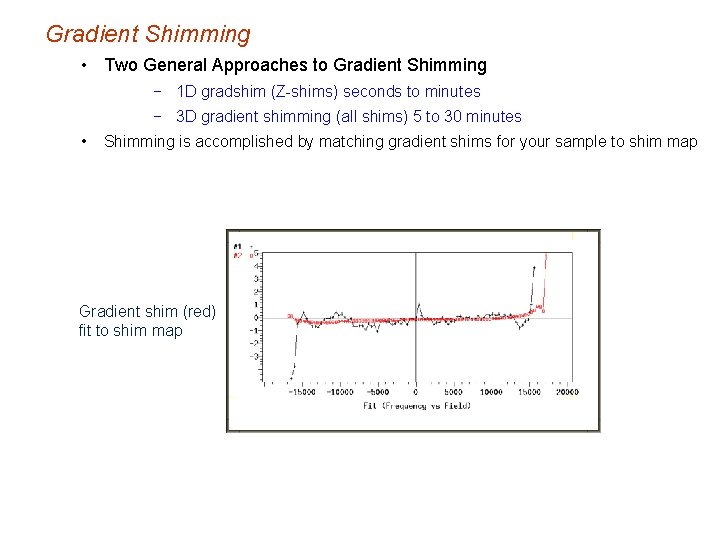 Gradient Shimming • Two General Approaches to Gradient Shimming − 1 D gradshim (Z-shims)