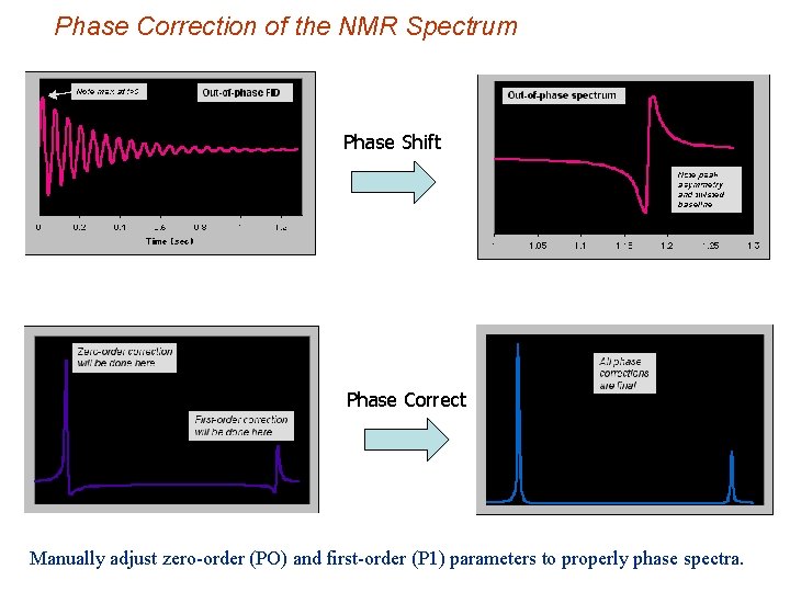 Phase Correction of the NMR Spectrum Phase Shift Phase Correct Manually adjust zero-order (PO)