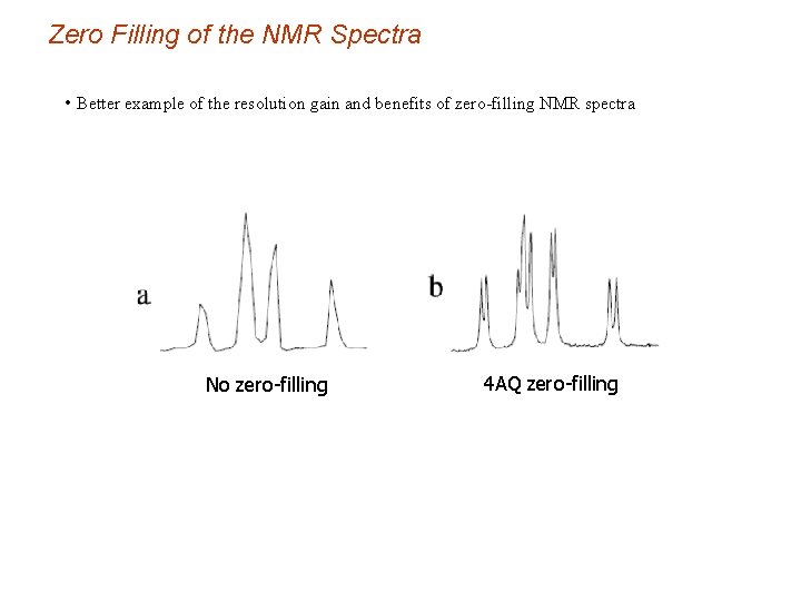 Zero Filling of the NMR Spectra • Better example of the resolution gain and