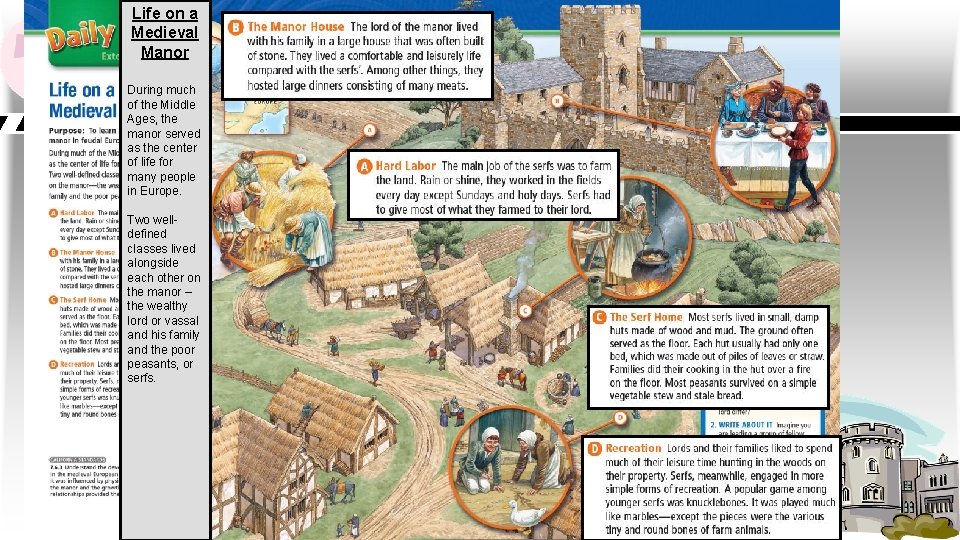 Life on a Medieval Manor During much of the Middle Ages, the manor served