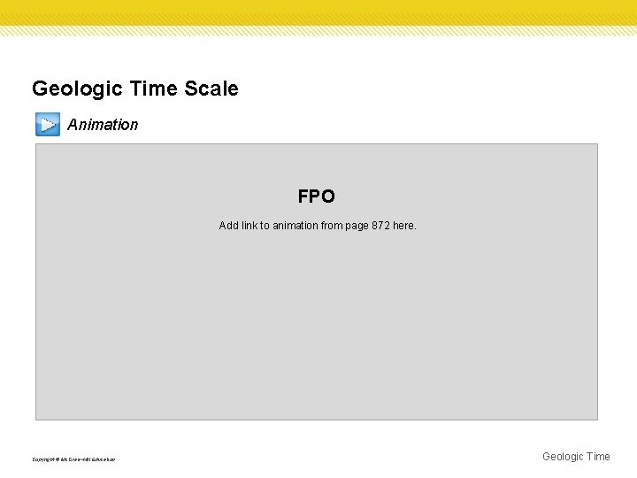Geologic Time Scale Animation FPO Add link to animation from page 872 here. Copyright