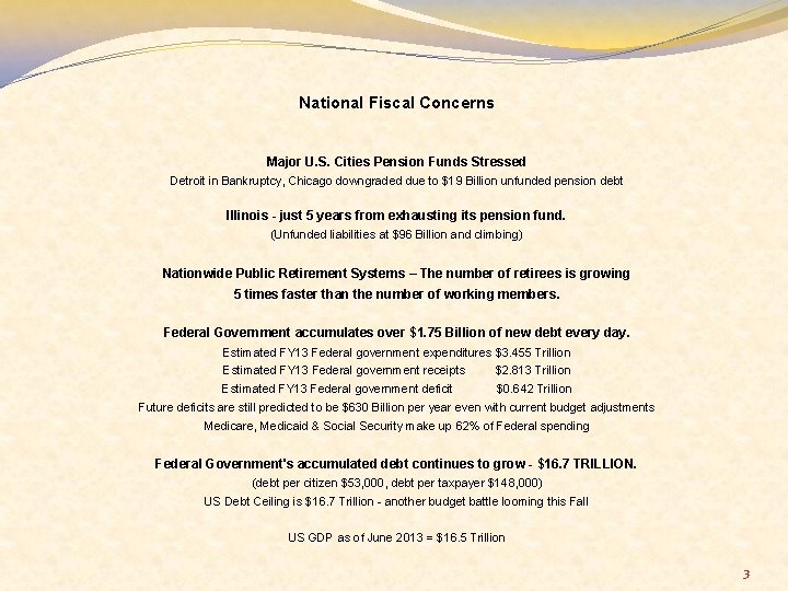 National Fiscal Concerns Major U. S. Cities Pension Funds Stressed Detroit in Bankruptcy, Chicago