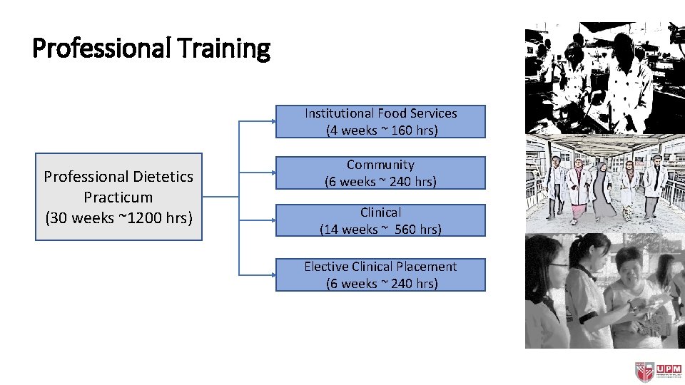 Professional Training Institutional Food Services (4 weeks ~ 160 hrs) Professional Dietetics Practicum (30