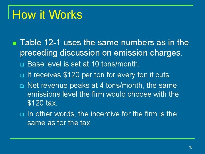 How it Works n Table 12 -1 uses the same numbers as in the