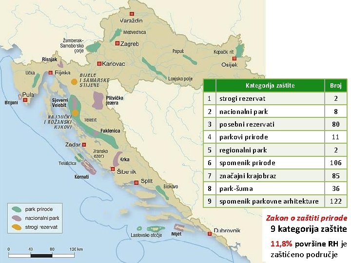 Kategorija zaštite Broj 1 strogi rezervat 2 2 nacionalni park 8 3 posebni rezervati