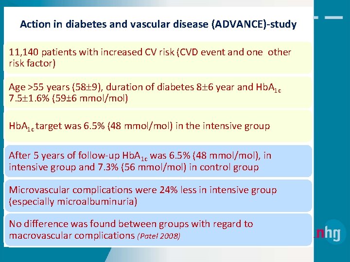 Action in diabetes and vascular disease (ADVANCE)-study 11, 140 patients with increased CV risk