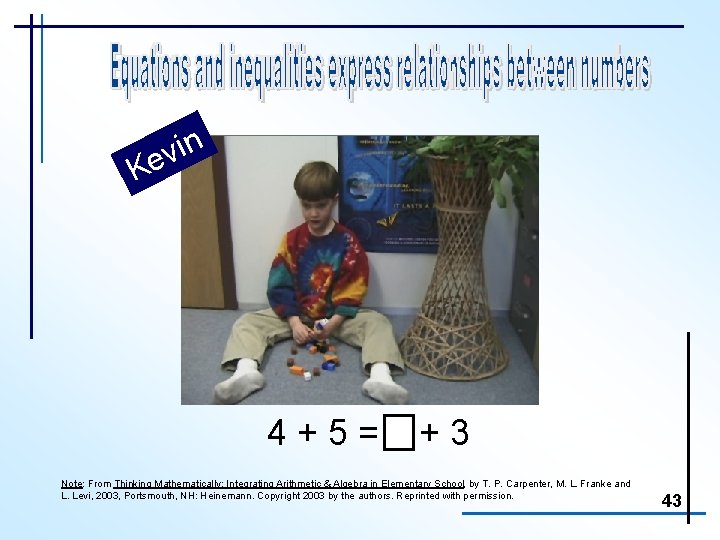 n i v e K 4+5= +3 Note: From Thinking Mathematically: Integrating Arithmetic &