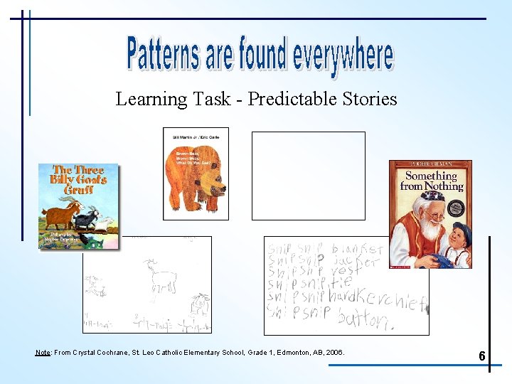 Learning Task - Predictable Stories Note: From Crystal Cochrane, St. Leo Catholic Elementary School,