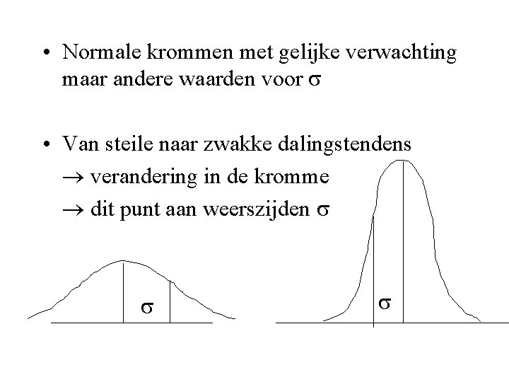  • Normale krommen met gelijke verwachting maar andere waarden voor • Van steile