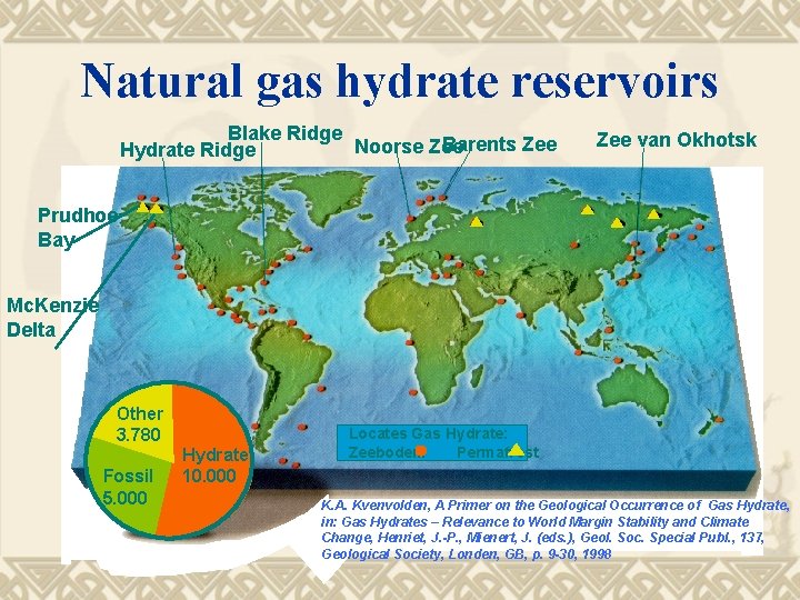 Natural gas hydrate reservoirs Blake Ridge Barents Zee Noorse Zee Hydrate Ridge Zee van