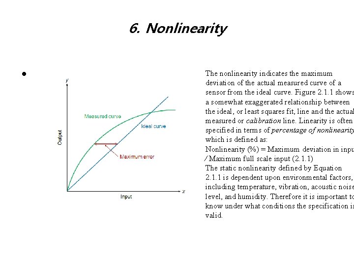 6. Nonlinearity • The nonlinearity indicates the maximum deviation of the actual measured curve