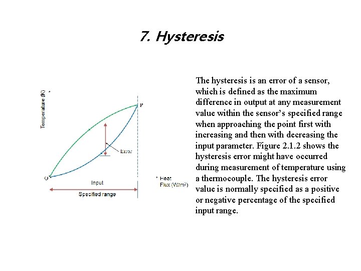 7. Hysteresis The hysteresis is an error of a sensor, which is defined as