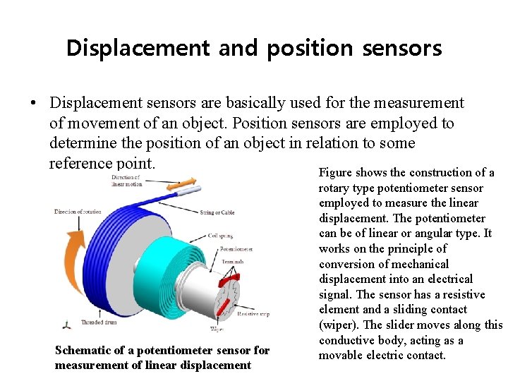 Displacement and position sensors • Displacement sensors are basically used for the measurement of