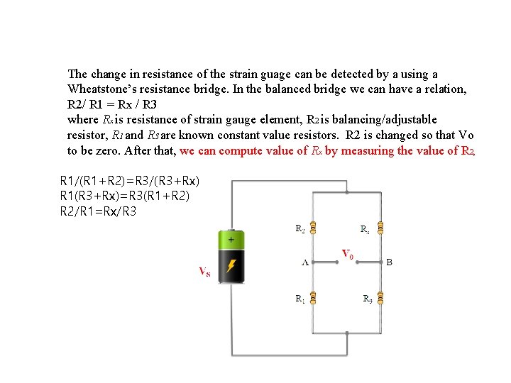 The change in resistance of the strain guage can be detected by a using