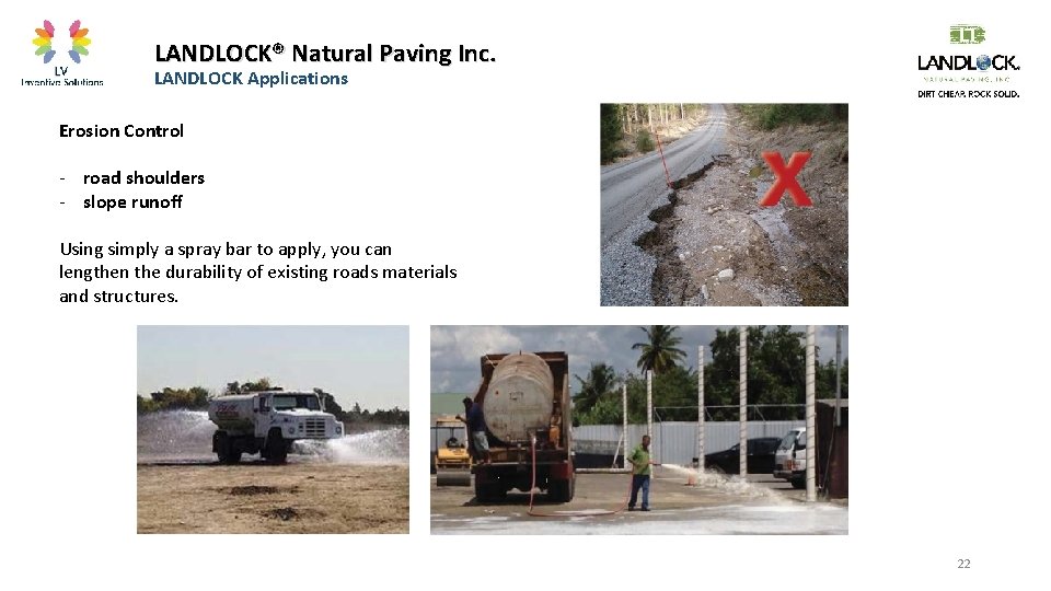 LANDLOCK® Natural Paving Inc. LANDLOCK Applications Erosion Control - road shoulders - slope runoff
