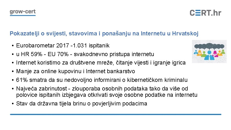Pokazatelji o svijesti, stavovima i ponašanju na Internetu u Hrvatskoj • • • Eurobarometar