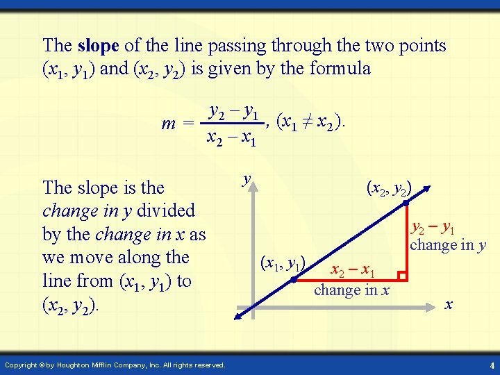 The slope of the line passing through the two points (x 1, y 1)