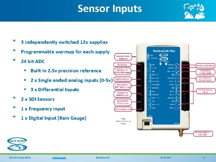 Sensor Inputs } 3 independently switched 12 v supplies } Programmable warmup for each