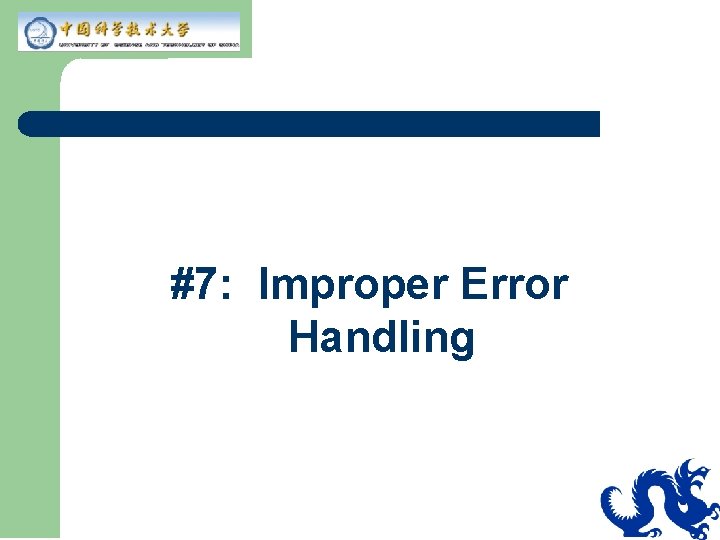 #7: Improper Error Handling 