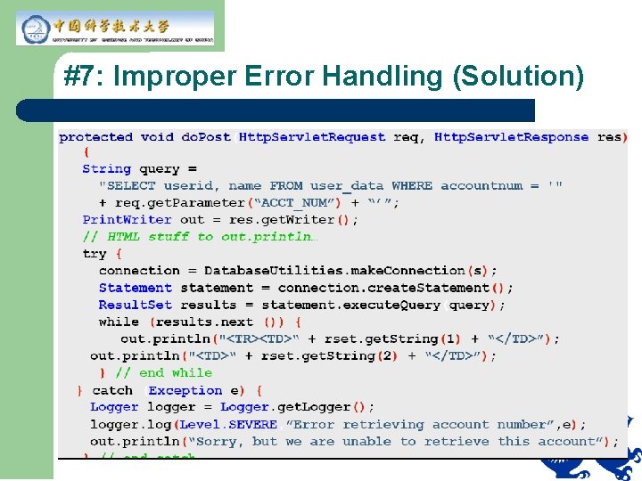 #7: Improper Error Handling (Solution) 