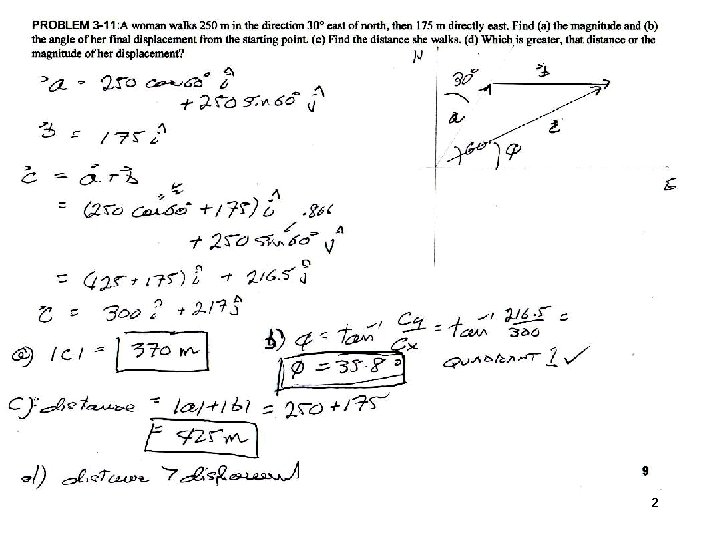 Problem 3 -11: A woman walks 250 m in the direction 30° east of