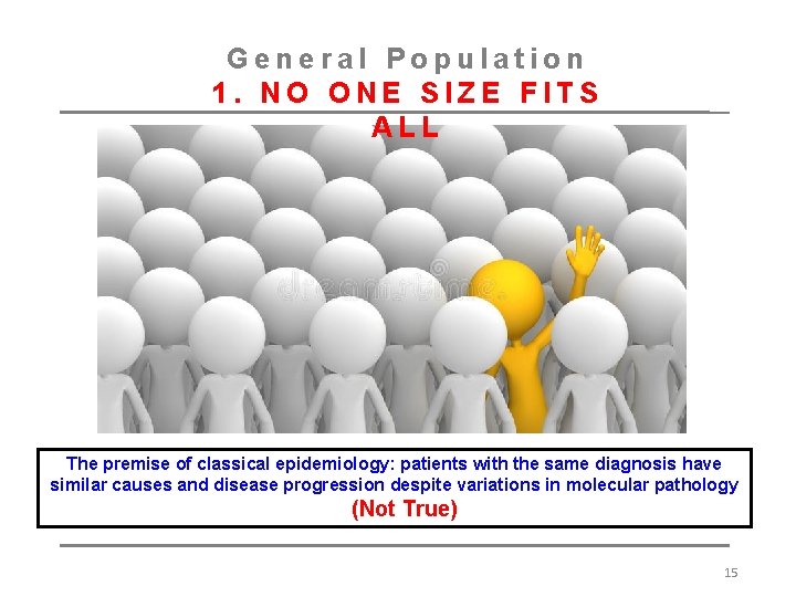 General Population 1. NO ONE SIZE FITS ALL The premise of classical epidemiology: patients