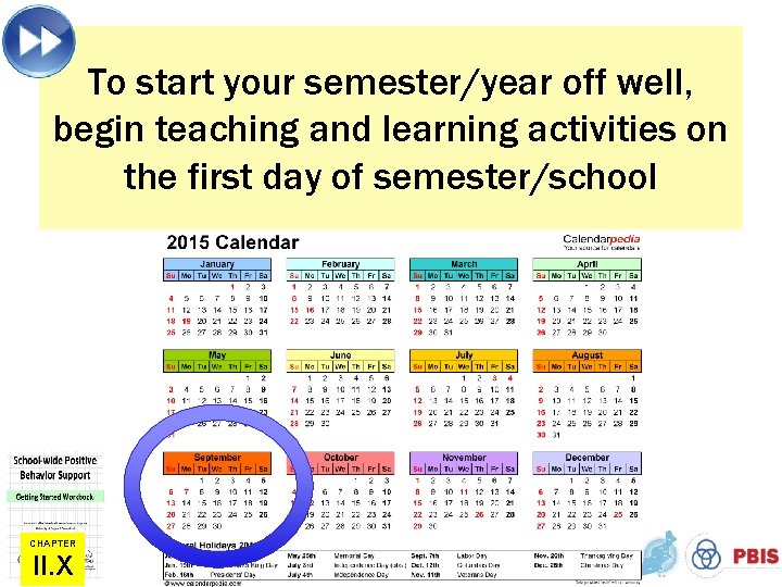 To start your semester/year off well, begin teaching and learning activities on the first