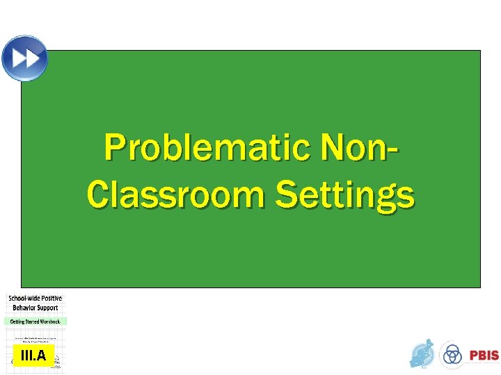 Problematic Non. Classroom Settings III. A 
