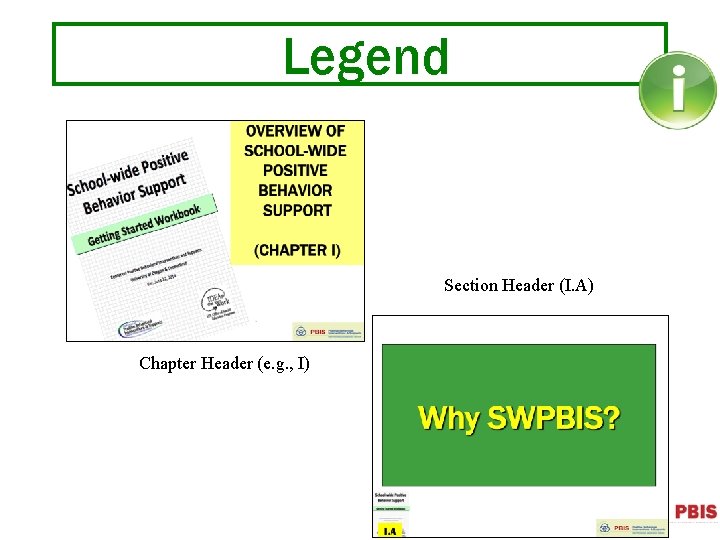 Legend Section Header (I. A) Chapter Header (e. g. , I) 