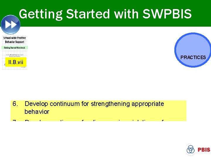 Getting Started with SWPBIS 1. Establish an effective leadership team 2. Develop brief statement