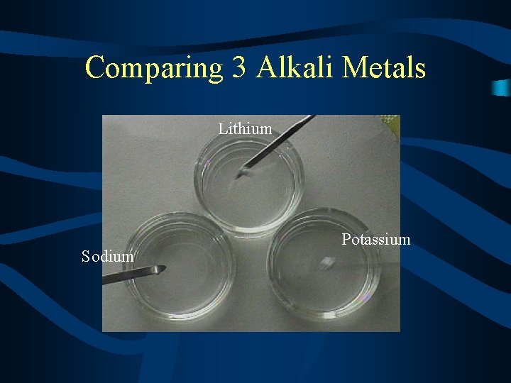 Comparing 3 Alkali Metals Lithium Sodium Potassium 