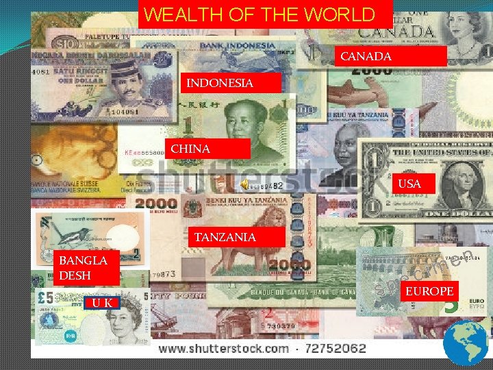 WEALTH OF THE WORLD CANADA INDONESIA CHINA USA TANZANIA BANGLA DESH UK EUROPE 