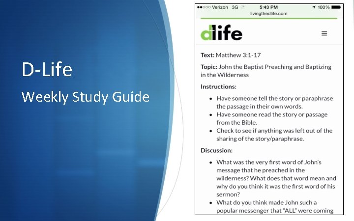 D-Life Weekly Study Guide 