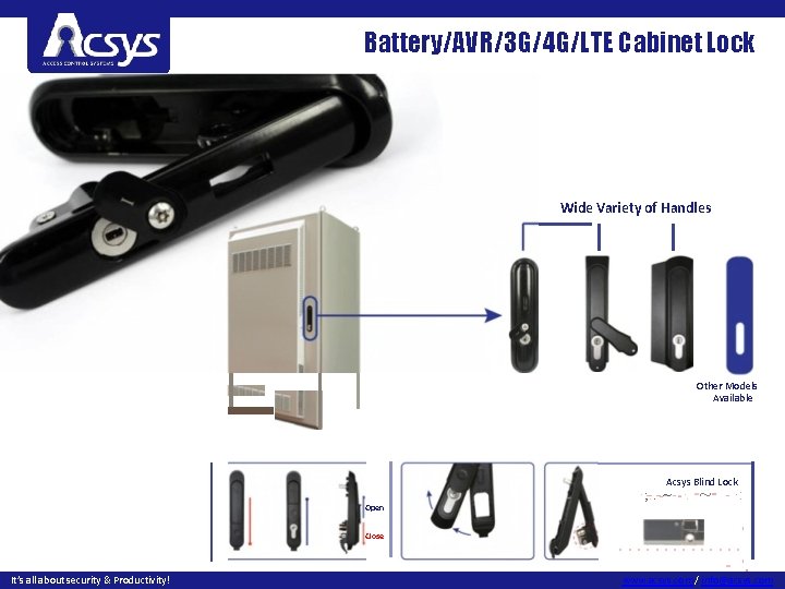 Battery/AVR/3 G/4 G/LTE Cabinet Lock Wide Variety of Handles Replace mechanical lock with an